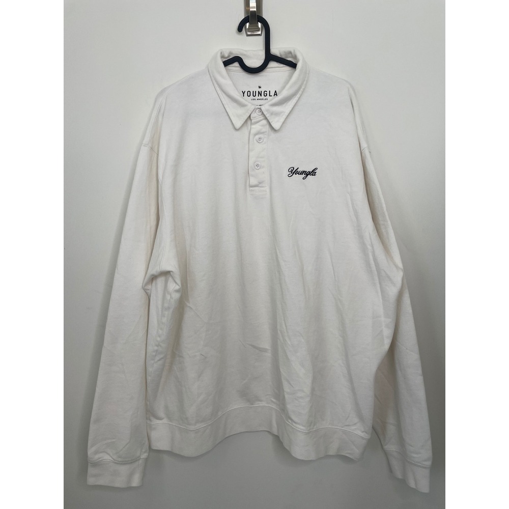 YoungLA Long Sleeve Polo Sweatshirt White X-Large